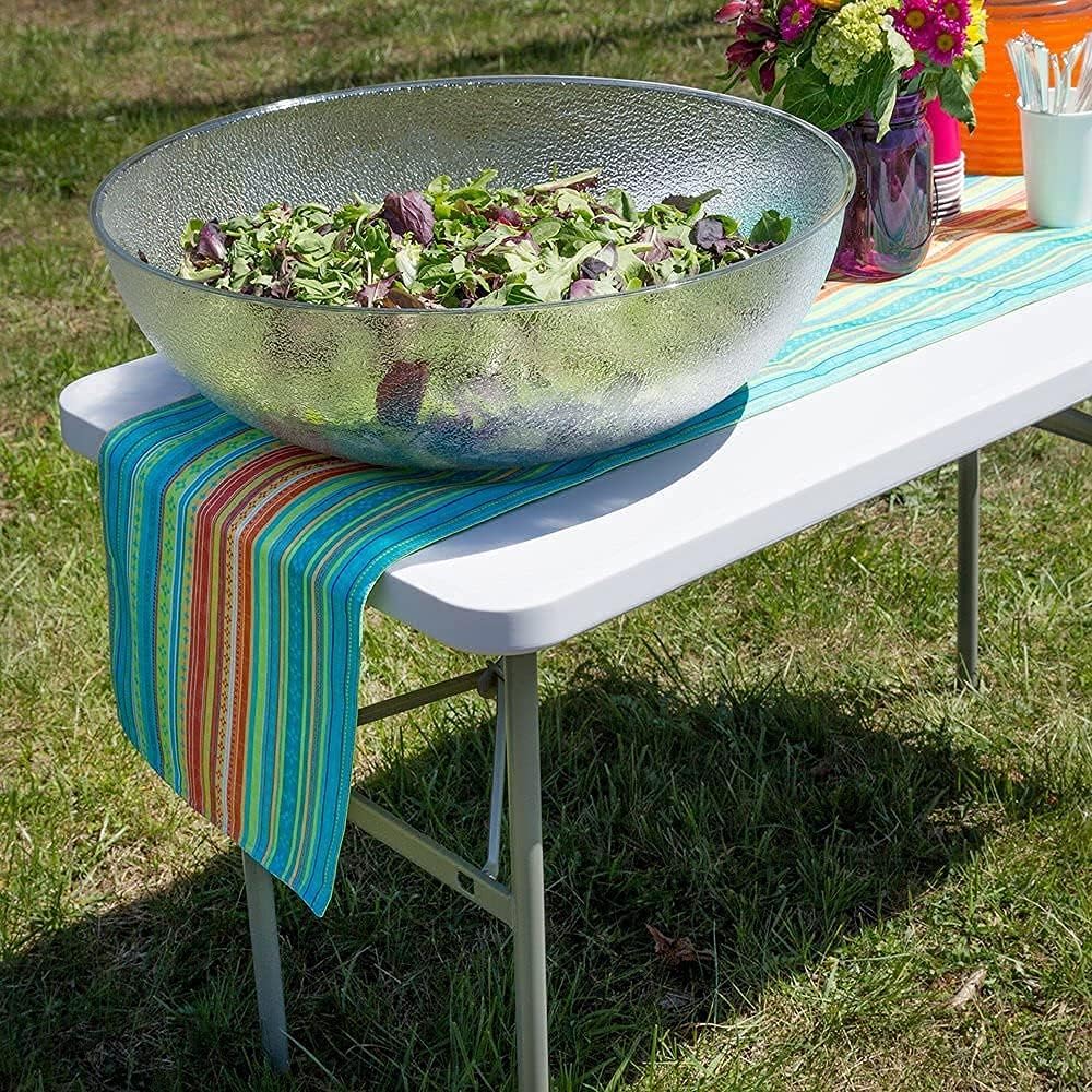 White 4ft Folding Plastic Dining Table with Handle B37622