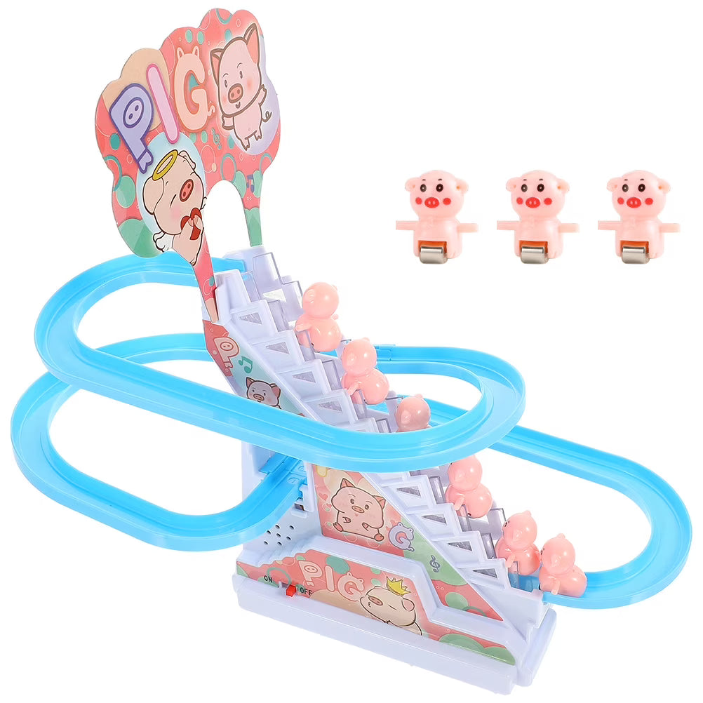 Electric Piggy Climbing Stairs Tracks Slide Toy H273