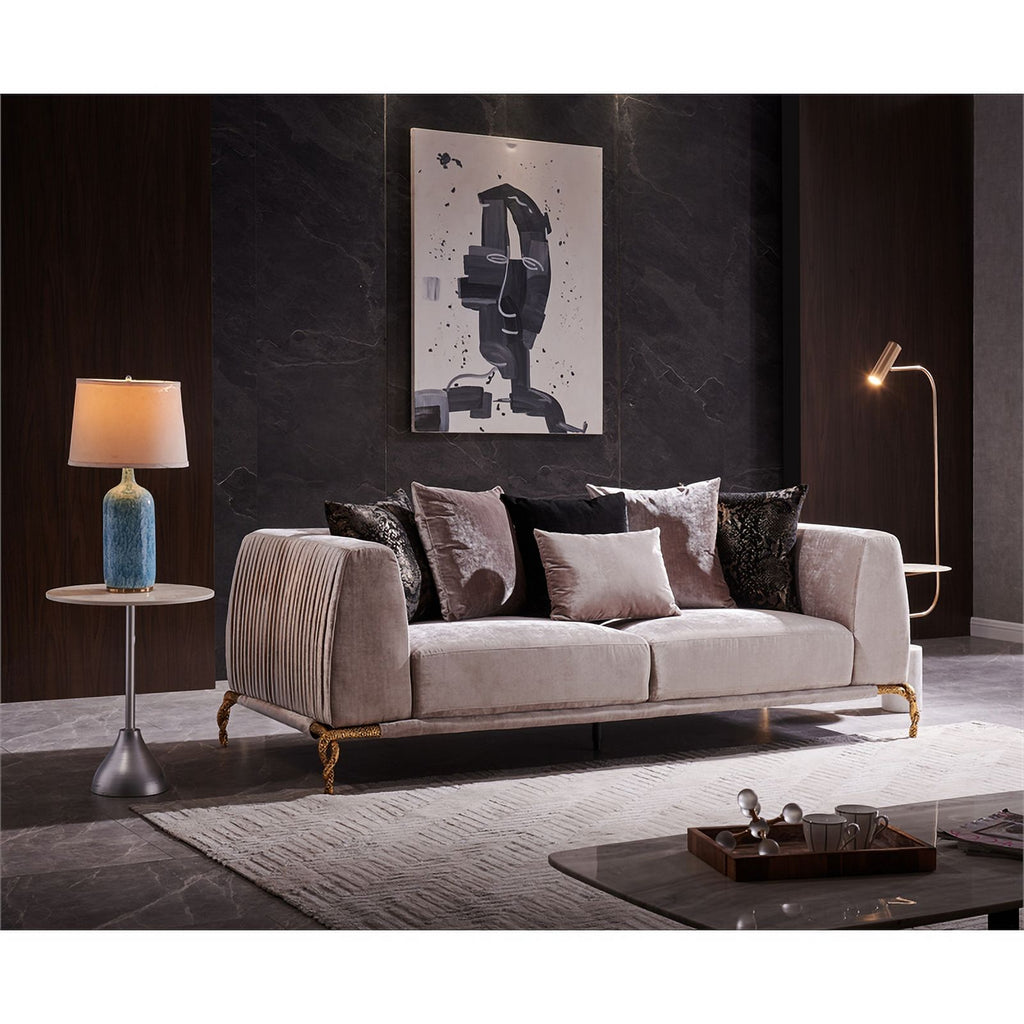 Ivory and Black Upholstered 3 PC Sofa Set N601