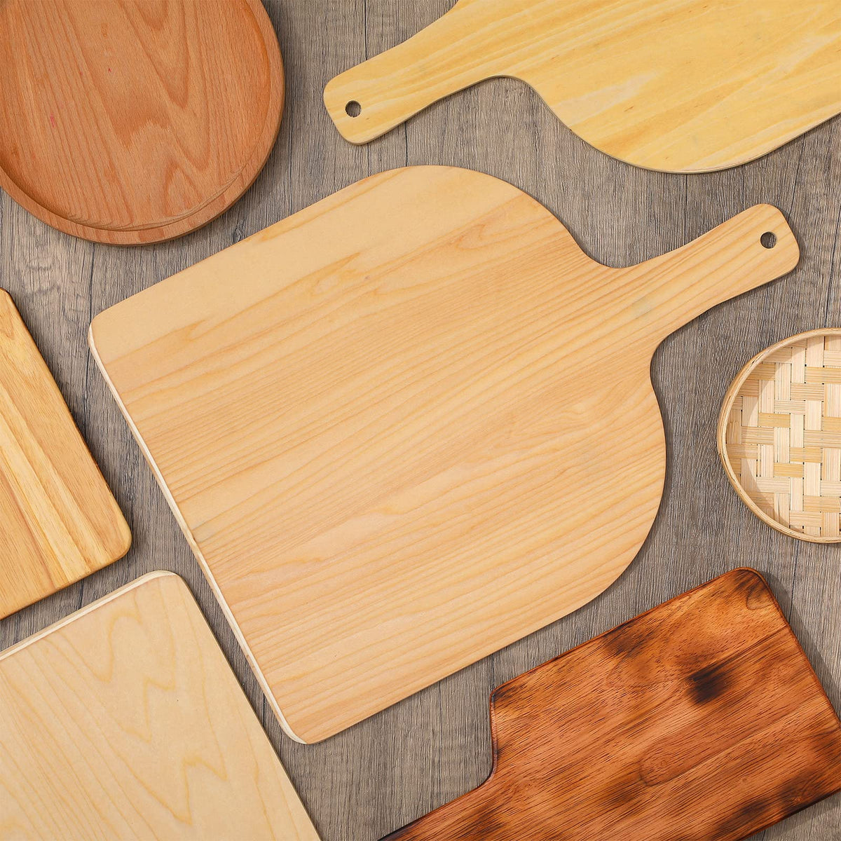 12in Natural Wood Bamboo Pizza Peel with Handle N206470