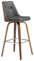 Gray Faux Leather and Walnut Wood Swivel Counter Stool F6723