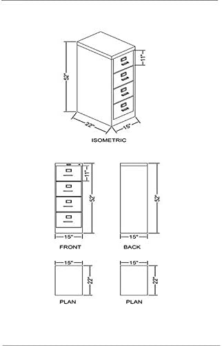 Black 4 Drawer Letter File Cabinet B5488