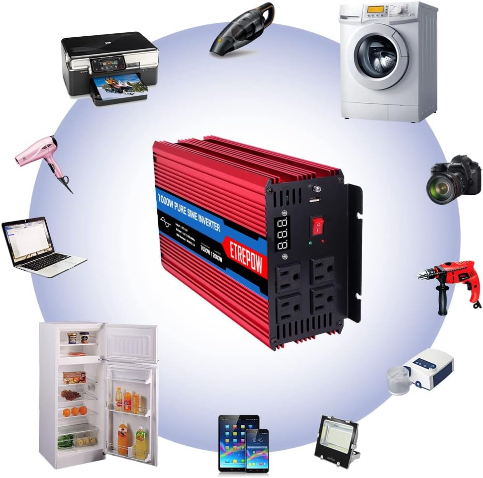 2000 Watt Pure Sine Wave Power Inverter 12V DC to 110V AC Wireless Remote Control K59838