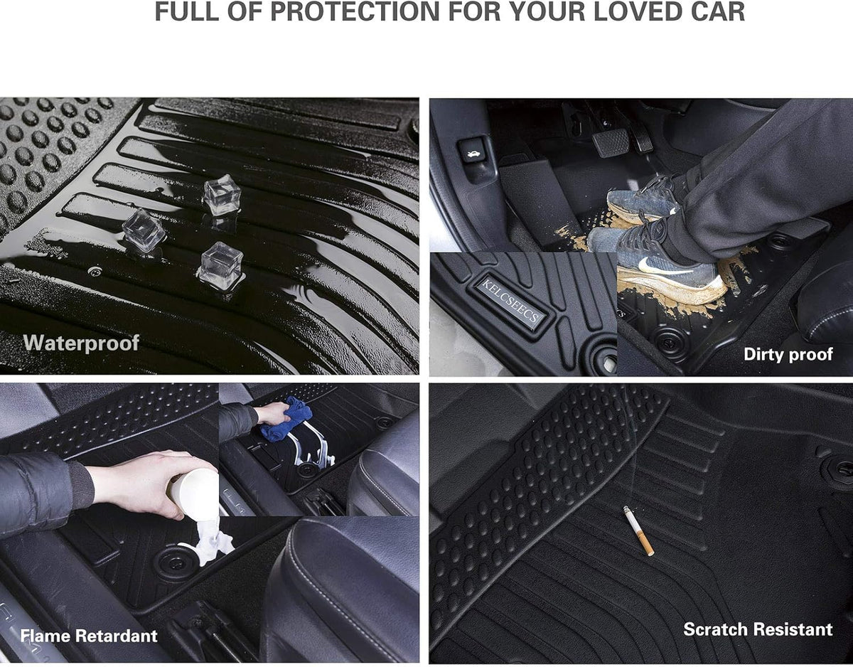 Black TPE Waterproof Car Mats Front and Rear Row Full Set G9983