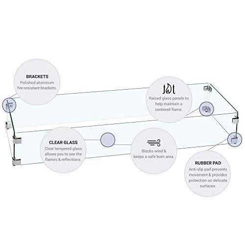 Tempered Glass Flame Guard for Drop-In Fire Pit Pan Z8516