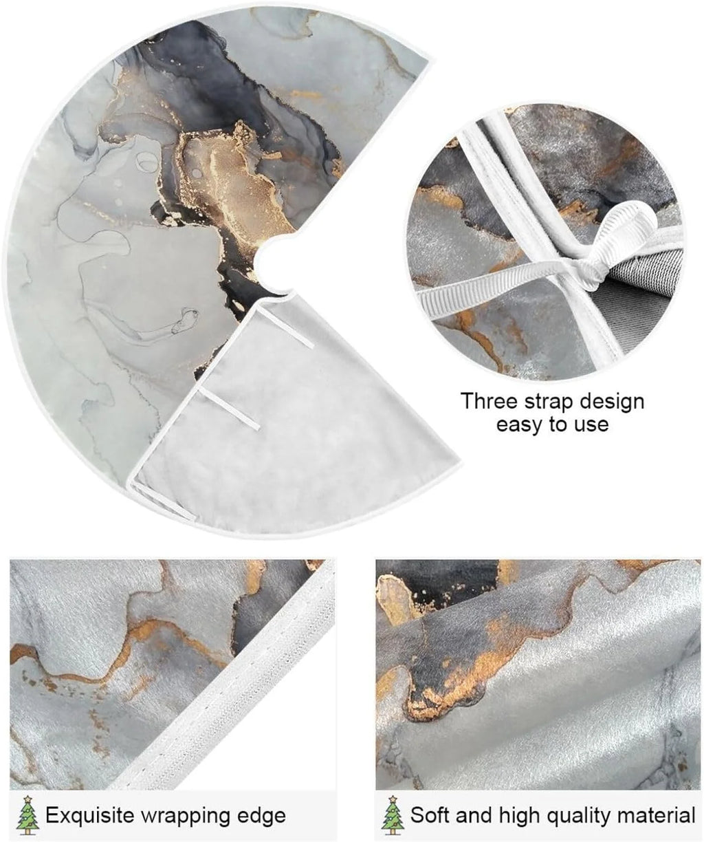 Black Gold Marble Texture Christmas Tree Skirt C498724
