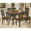6 Piece Dining Set with Bench in Black and Brown A947