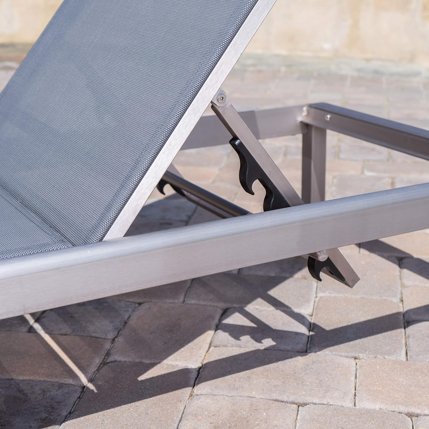 Silver / Dark Grey Outdoor Mesh Chaise Lounge G8991