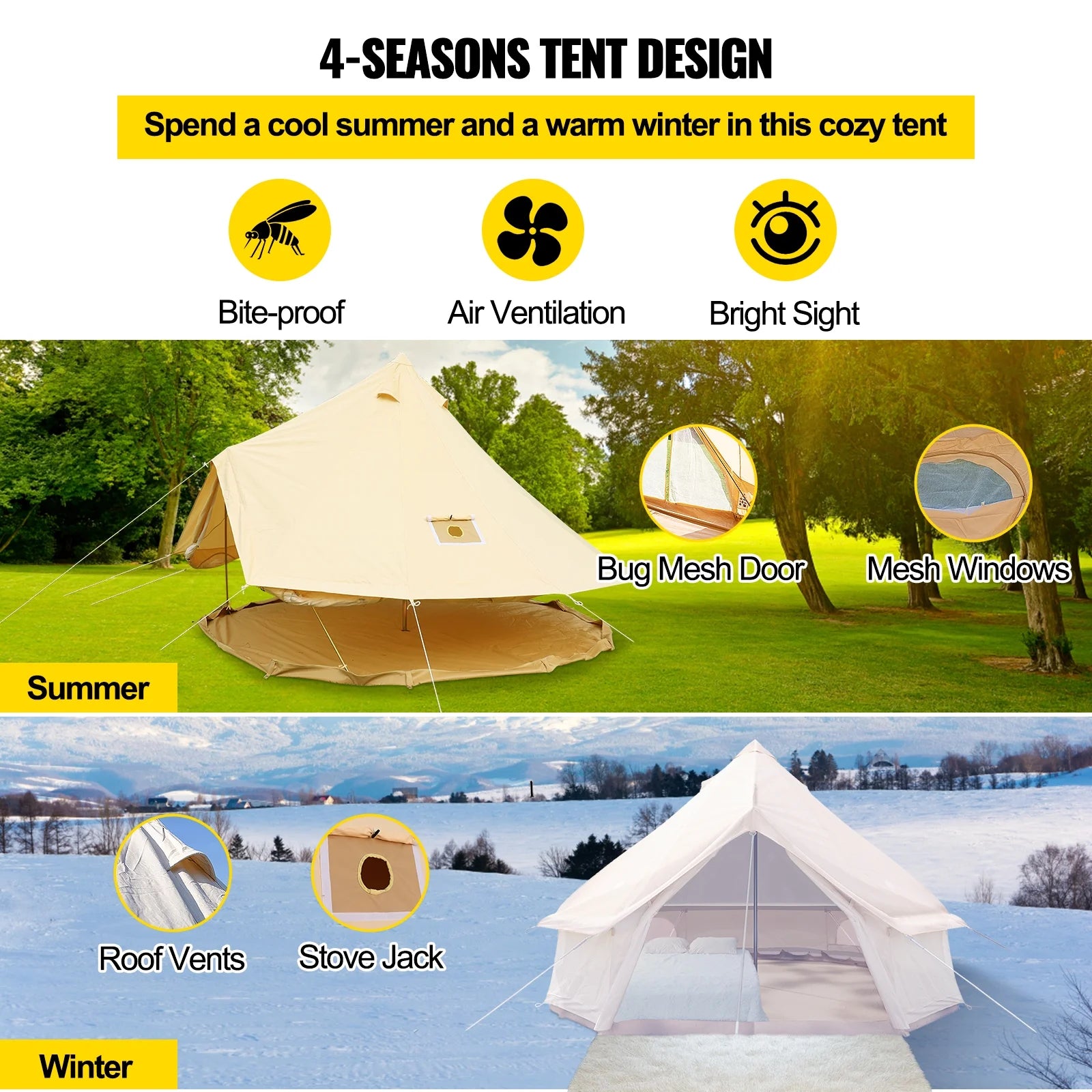 Canvas Wall Tent With Stove P126659