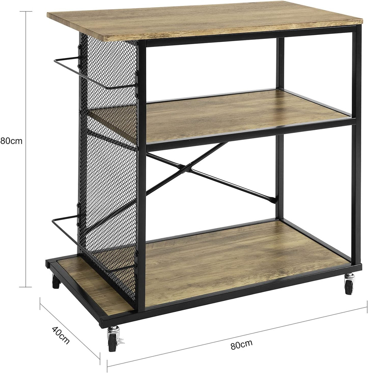 Rustic Mobile Wood Metal Serving Cart O531373