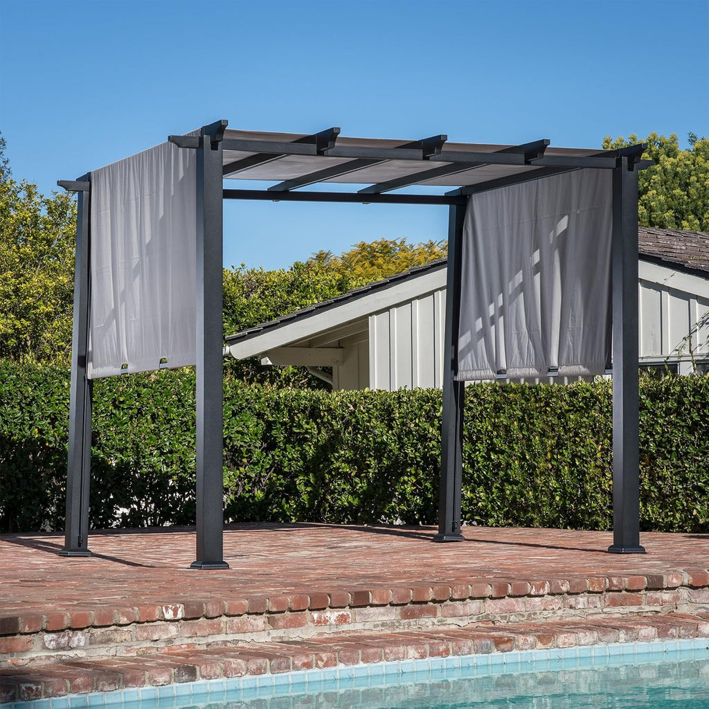 8 x 10 Ft. Metal Pergola with Adjustable Gray Canopy R439
