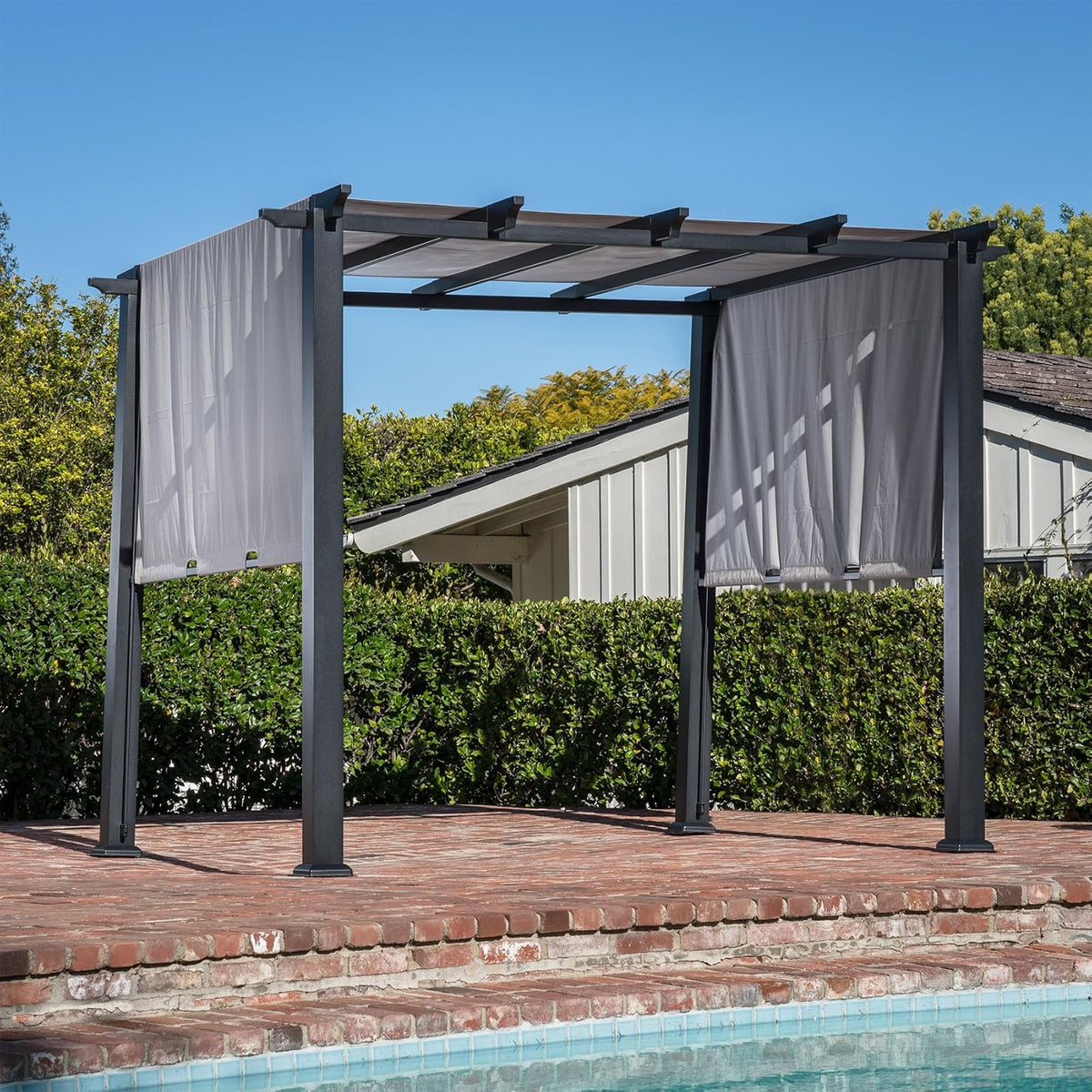 8 x 10 Ft. Metal Pergola with Adjustable Gray Canopy R439