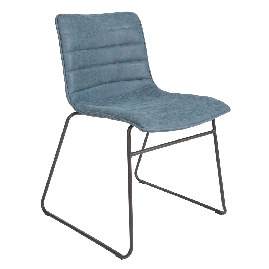 Navy Faux Leather Chair with Black Base (2-Pack) S44439
