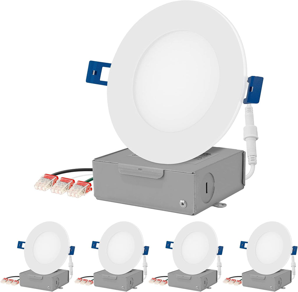6 LED Smart Slim Recessed Pot Light, WiFi APP & Voice Control, 120VAC, 13W, 1000LM, RGB + 2700K-6000K, Wet Location, White - 4 Packs Pack of 2 G16851