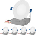6 LED Smart Slim Recessed Pot Light, WiFi APP & Voice Control, 120VAC, 13W, 1000LM, RGB + 2700K-6000K, Wet Location, White - 4 Packs Pack of 2 G16851