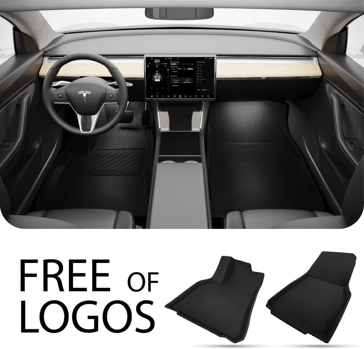 Black 3D All Weather Floor Mats for Tesla Model Y H436529