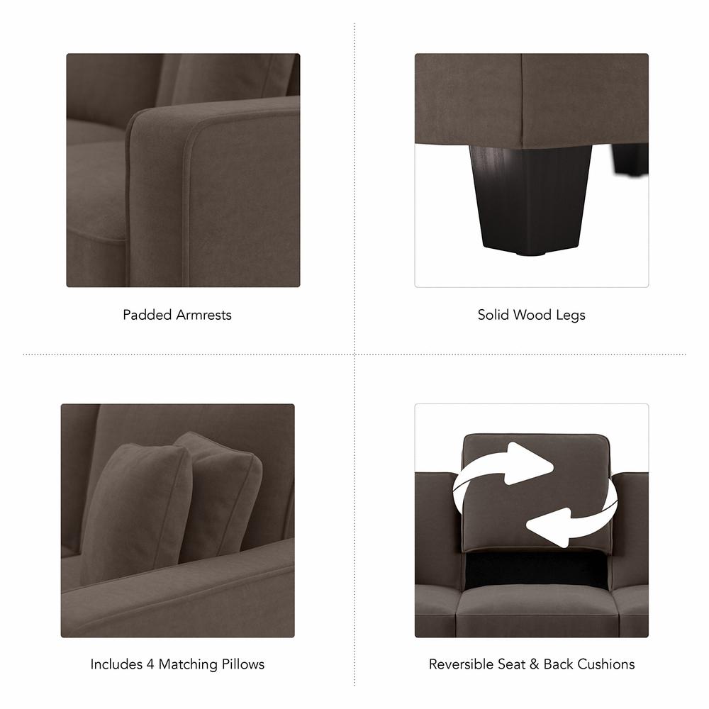 Chocolate Brown Microsuede L Shaped Sectional Couch V2512