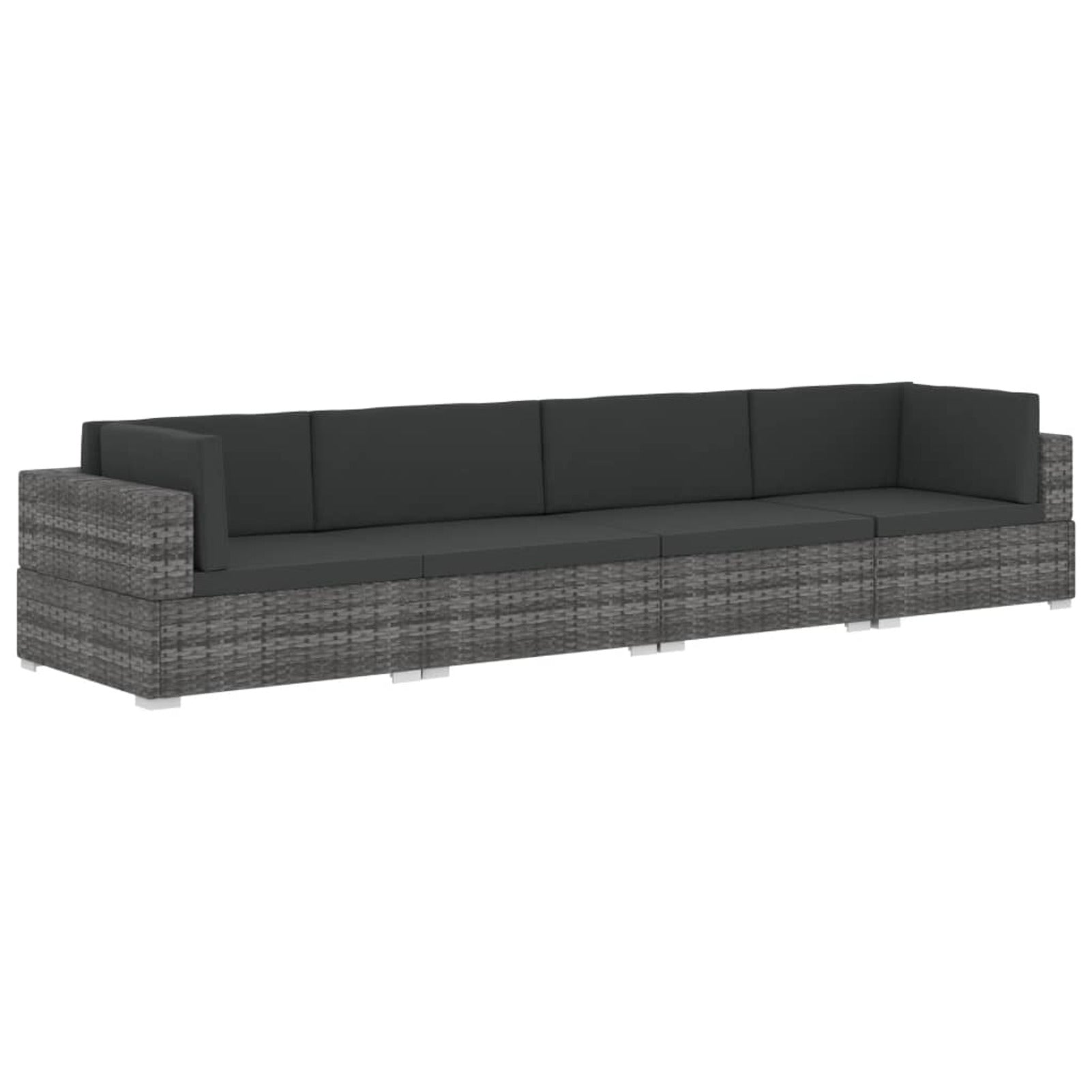 4 Piece Patio Sofa Set with Cushions Gray Poly Rattan R666