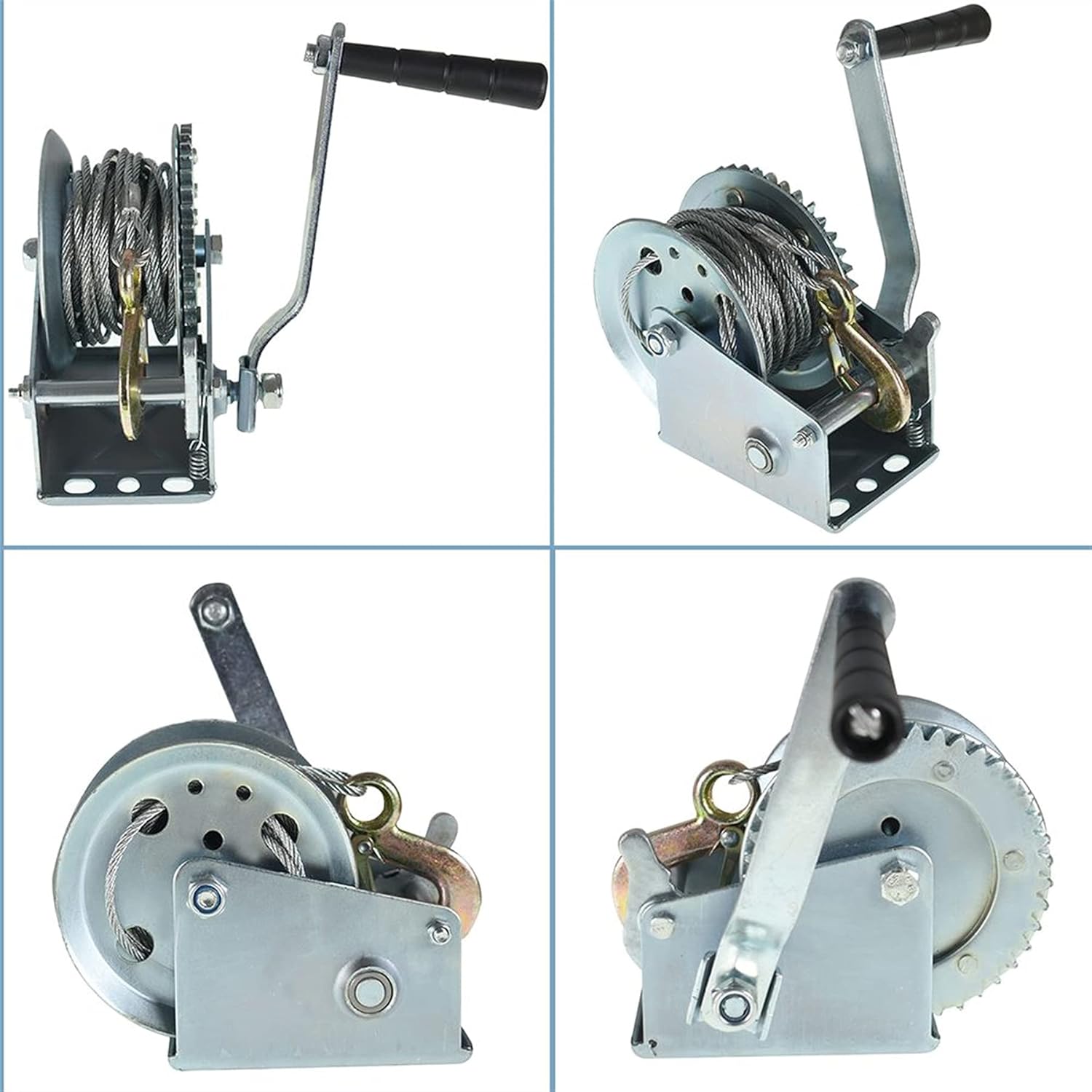 1200lbs Heavy Duty Hand Winch with 32ft Steel Cable Pack of 2 H433