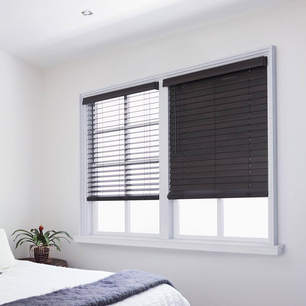 Brown Oak Cordless 2.5 in. Distressed Faux Wood Blind C25526
