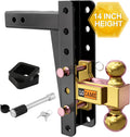 Adjustable Trailer Hitch, 2-Inch Receiver, 9-Inch Drop/Rise, 21,000 LBS GTW, Solid Ball Mount O400