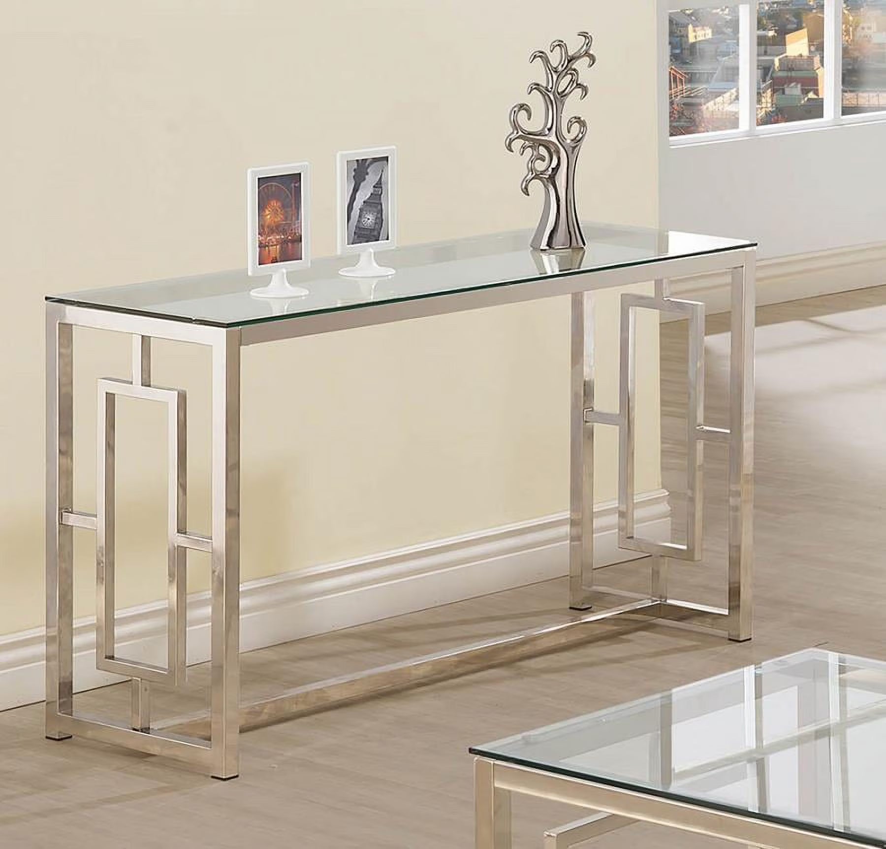 Nickel Rectangle Glass Top Sofa Table Y378