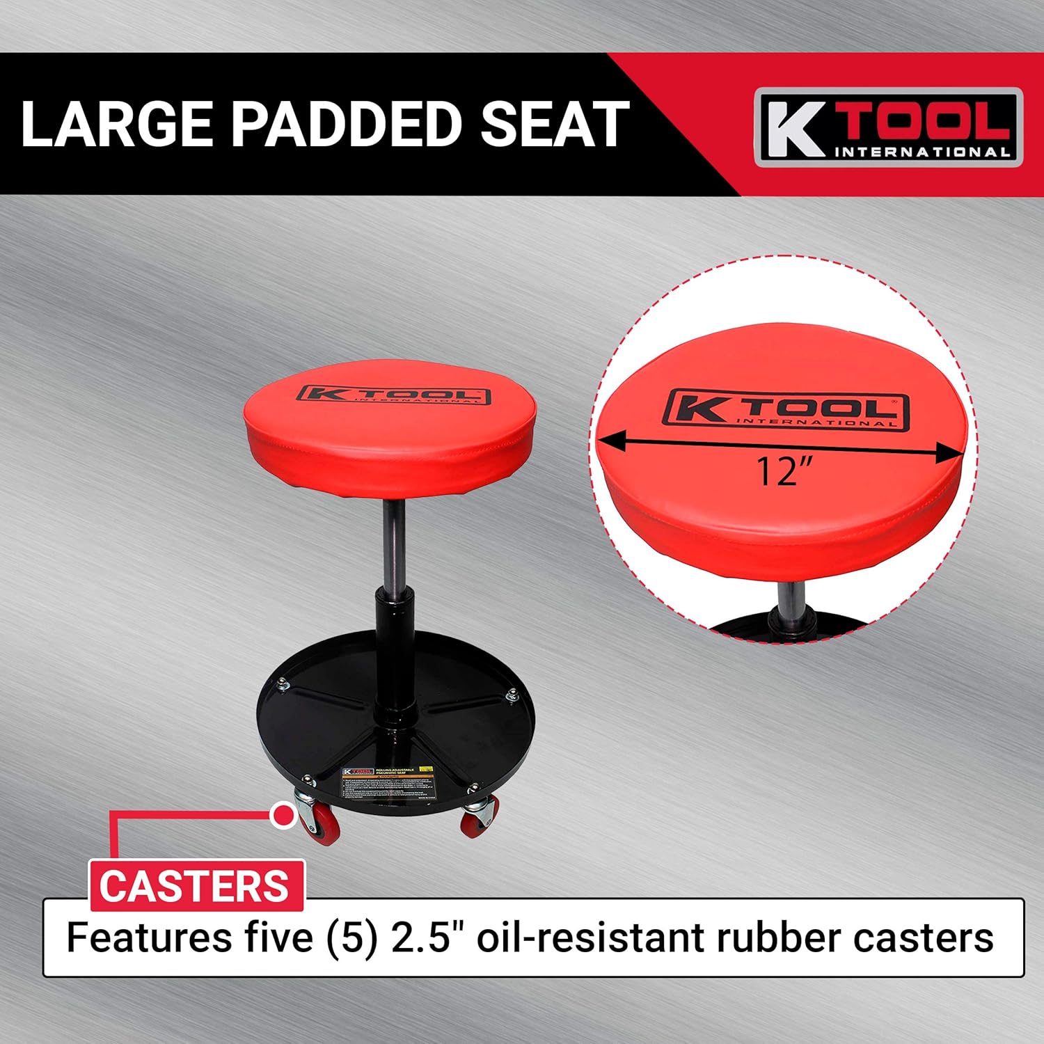 Adjustable Rolling Mechanic Seat with Pneumatic Lift, Padded Seat, Pack of 2 B849742