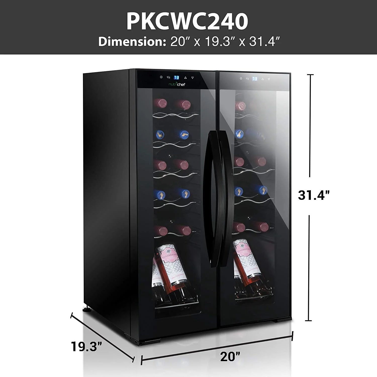 24 Bottle Freestanding Compact Wine Cooler Refrigerator with Digital Control A58085