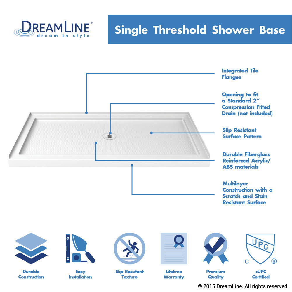 Sliding Shower Door and Shower Base Center Drain T994618
