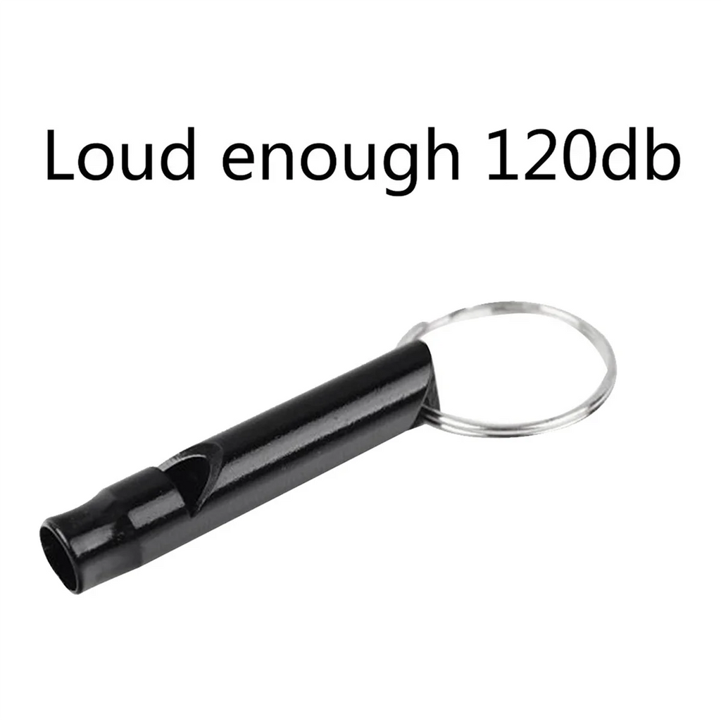 Black Aluminum Whistle 100 Pack with Keychain H836