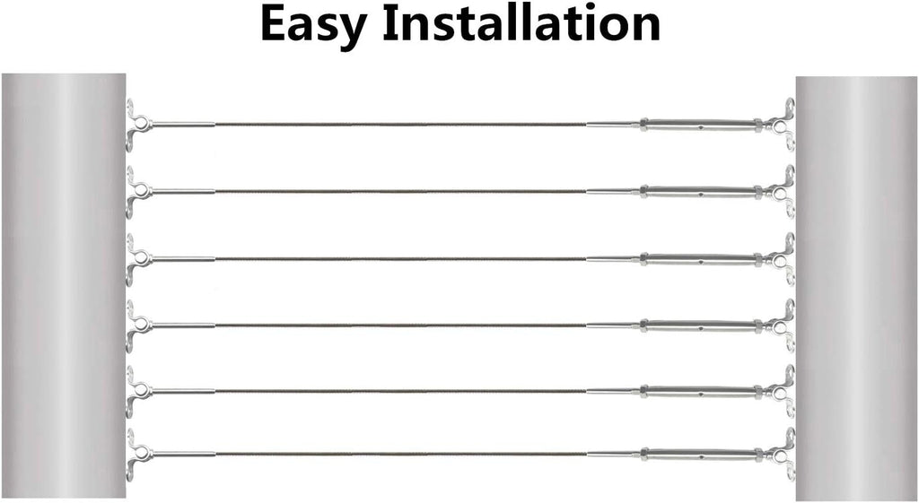 12 Pairs Stainless Steel Adjustable Angle 1/8 Wire Rope Cable Railing Hardware Kit Pack of 2 K3052