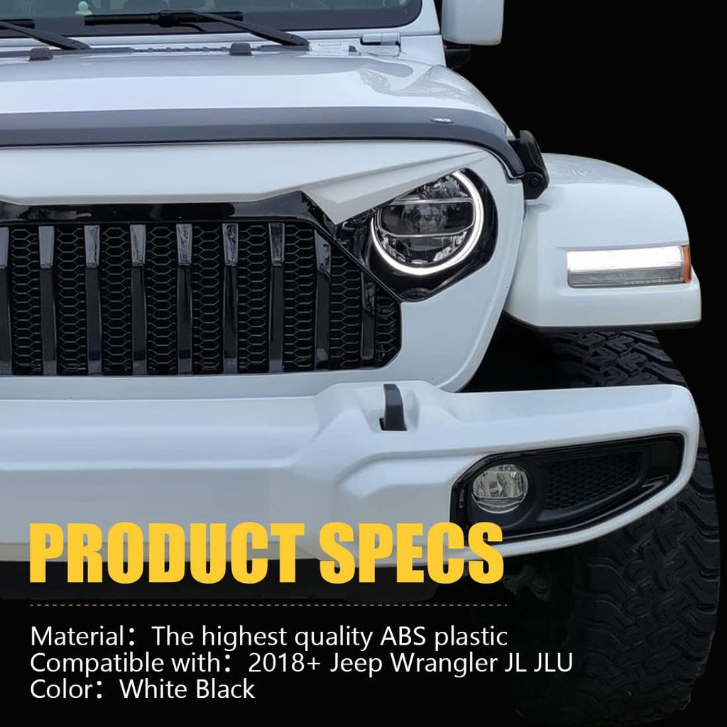 White Black Front Grill Cover with Mesh for Jeep Wrangler P28776