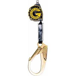 11-Foot Retractable Lifeline with Nylon Webbing, Rebar Hook and Carabineer, Aluminum O1351