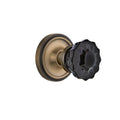 Antique Brass Double Dummy Crystal Black Glass Door Knob I39948