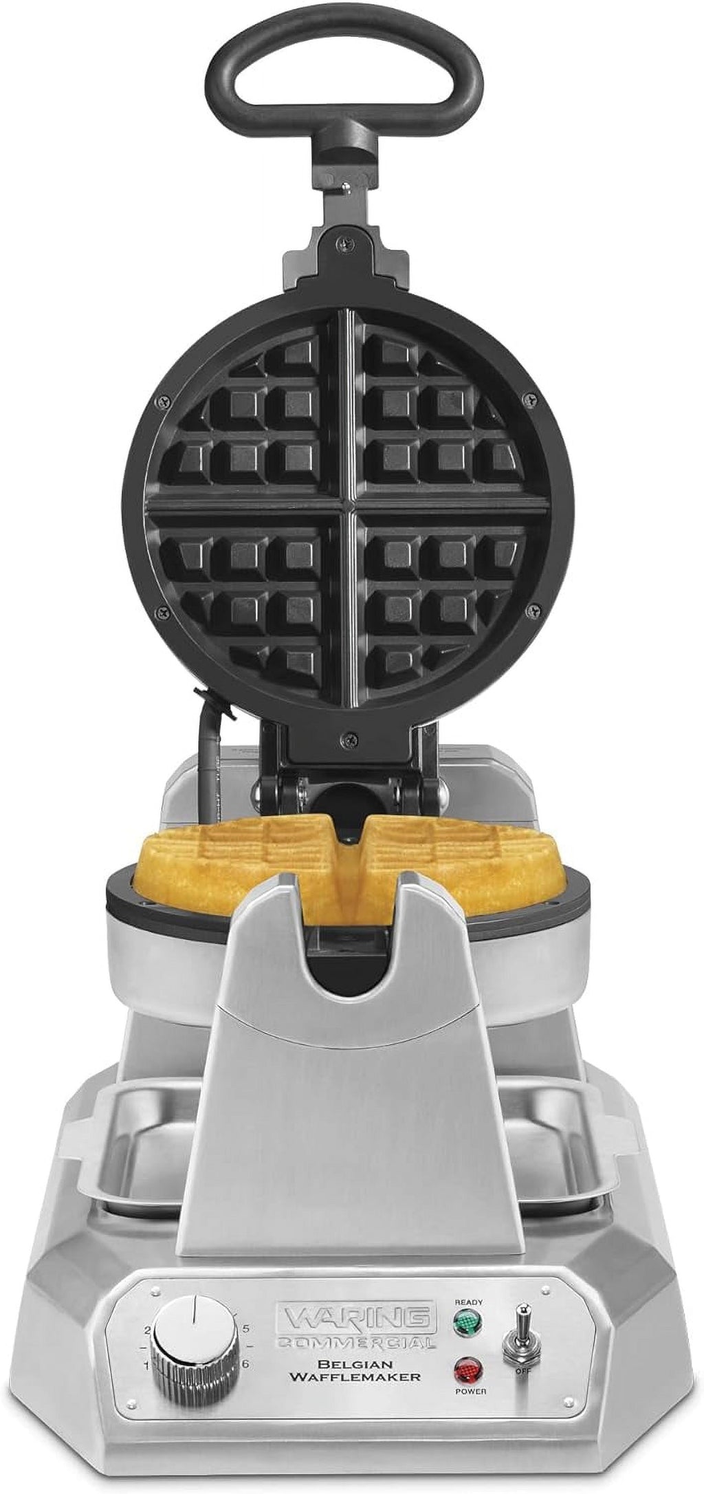 Heavy Duty Single Belgian Waffle Maker, Non Stick Cooking Plates, 1200W, Silver Z9505