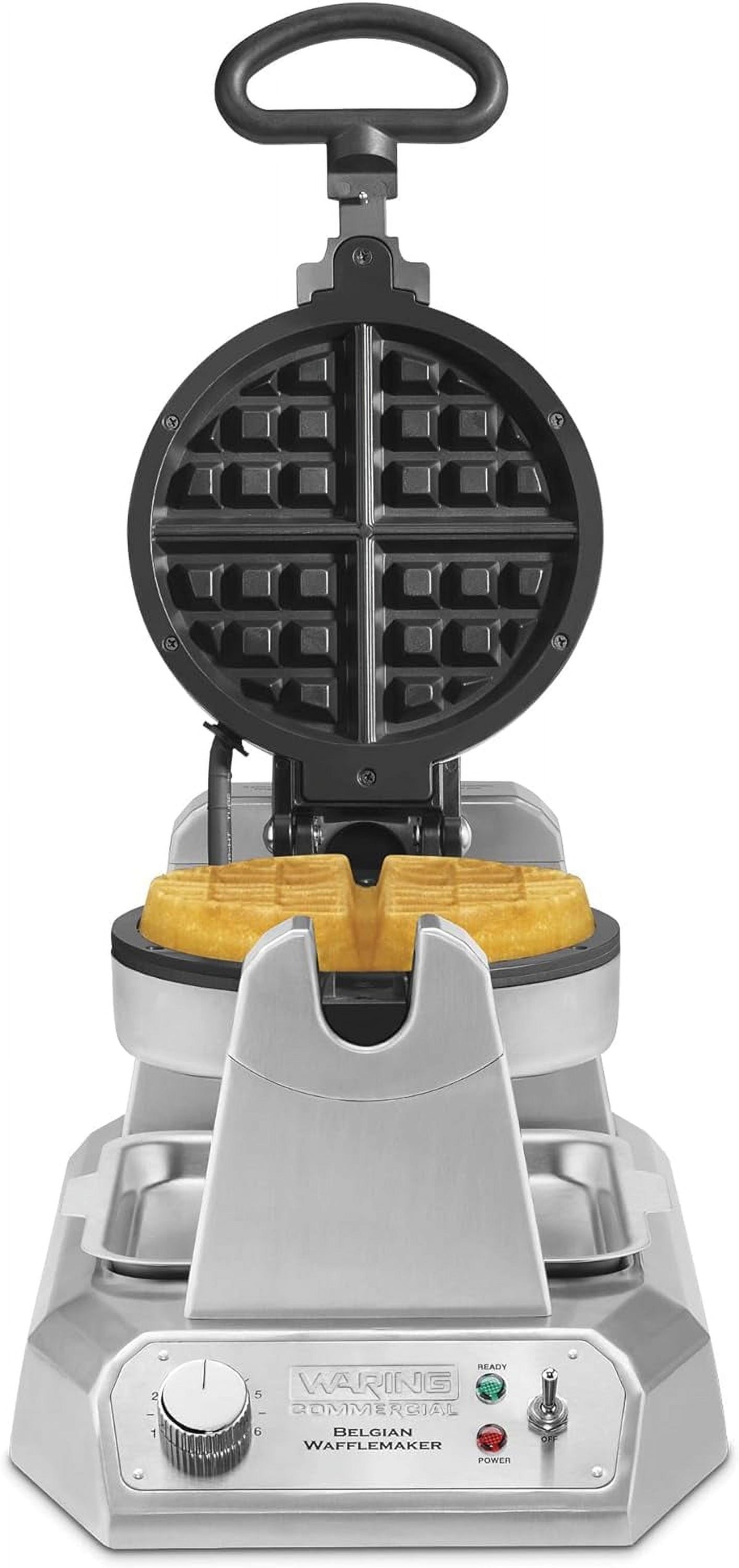 Heavy Duty Single Belgian Waffle Maker, Non Stick Cooking Plates, 1200W, Silver Z9505