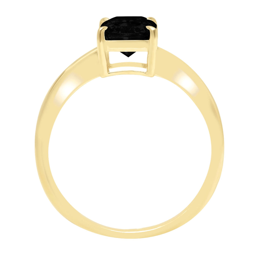 1.75ct Radiant Cut Black Onyx 18k Yellow Gold Solitaire Ring Size 6 L514011