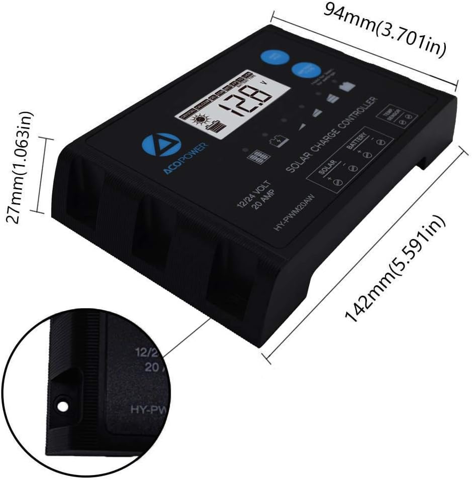 100W Monocrystalline Solar Panel Kit with 20A PWM LCD Charge Controller P829638