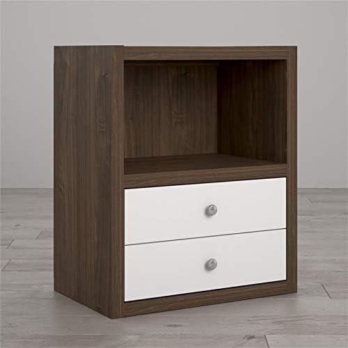 Walnut and White 2 Drawer Bookcase F930043