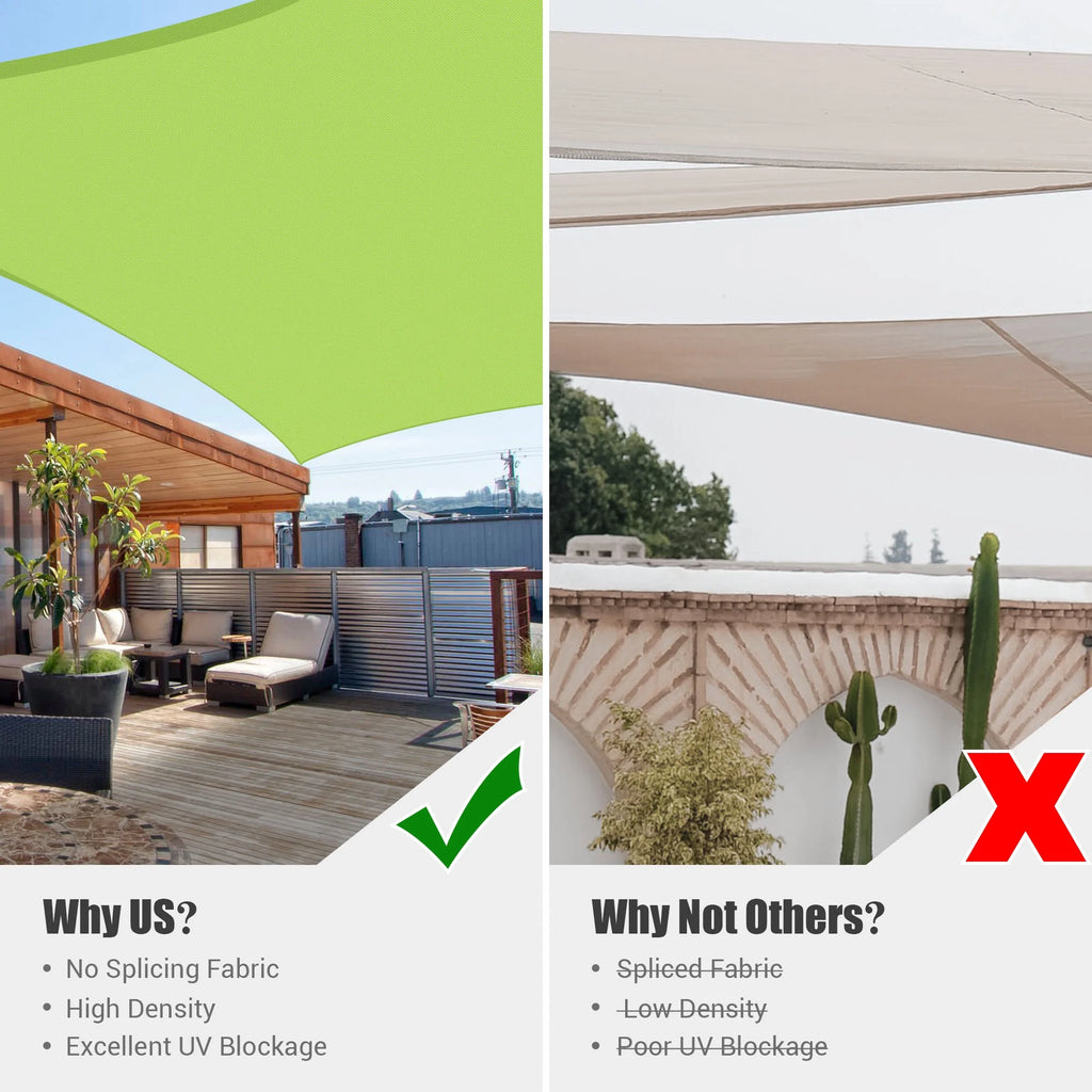 Apple Green 12x12Ft 97% UV Block Square Sun Shade Sail D73211