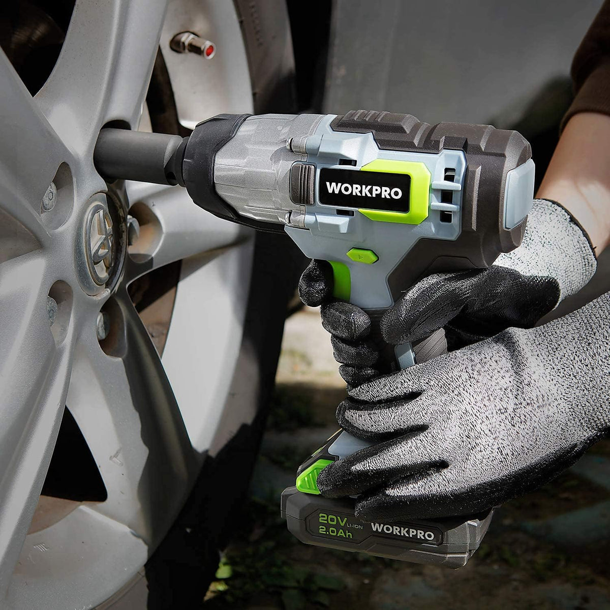 20V Cordless Impact Wrench, 1/2-inch, 320 Ft Pounds Max Torque, 2.0Ah Li-ion Battery with Fast Charger, Belt Clip W880463