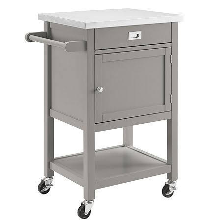 Gray Stainless Steel-Top Kitchen Cart U11773
