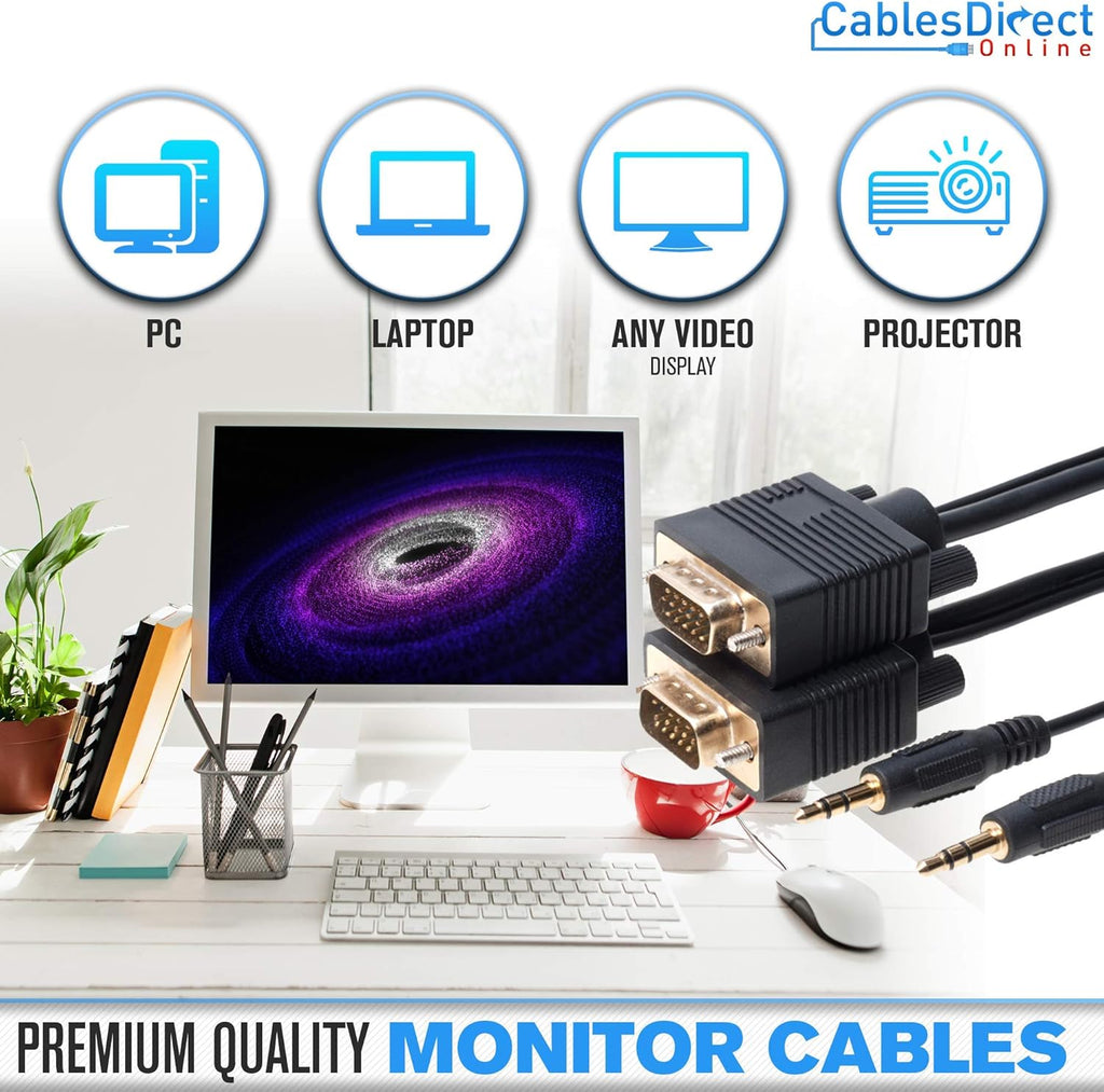 6FT SVGA + Audio Monitor Cable, Male to Male G413