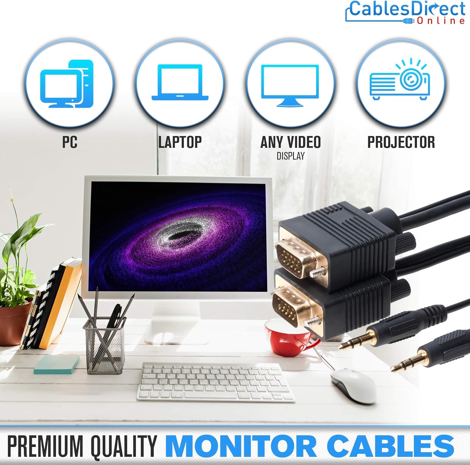 6FT SVGA + Audio Monitor Cable, Male to Male G413