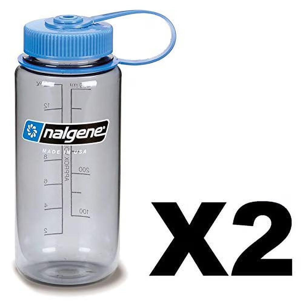 Gray Wide Mouth Plastic Water Bottle 2-Pack A535