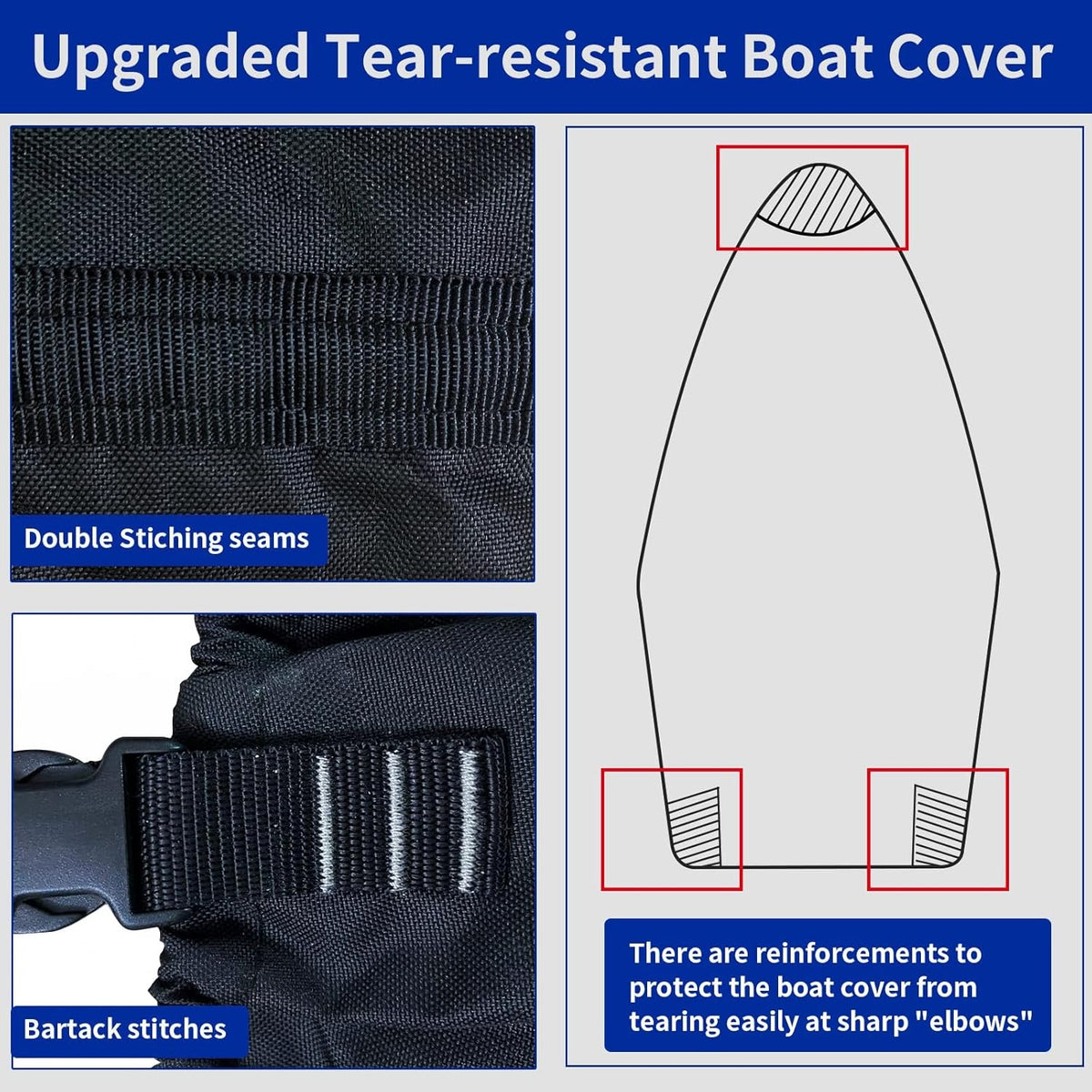 800D Solution-Dyed Polyester Bass Boat Cover with 17 Windproof Straps B236