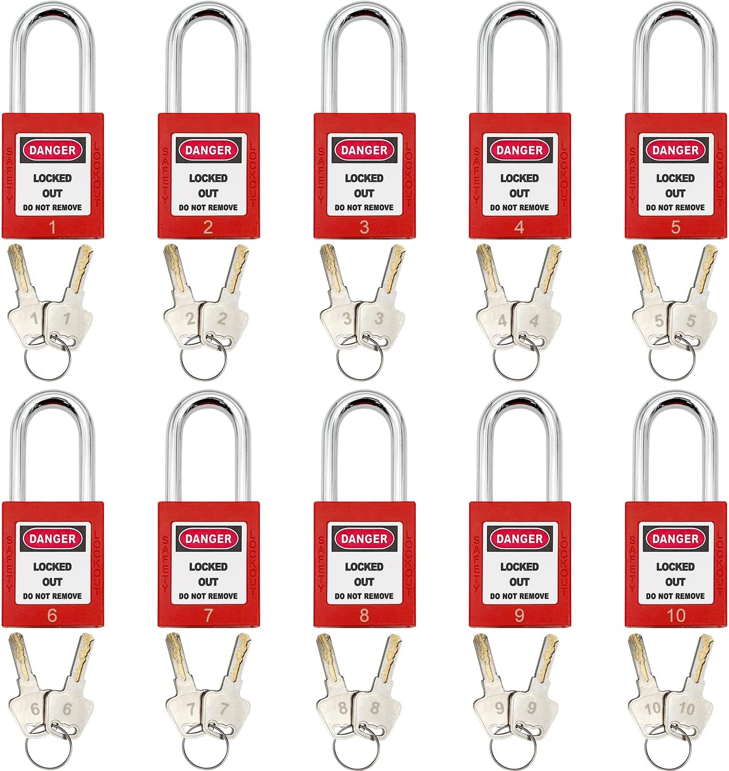 Lockout Tagout Station with 10 Padlocks, 2 Hasps, 20 Tags, 20 Nylon Cables I509033