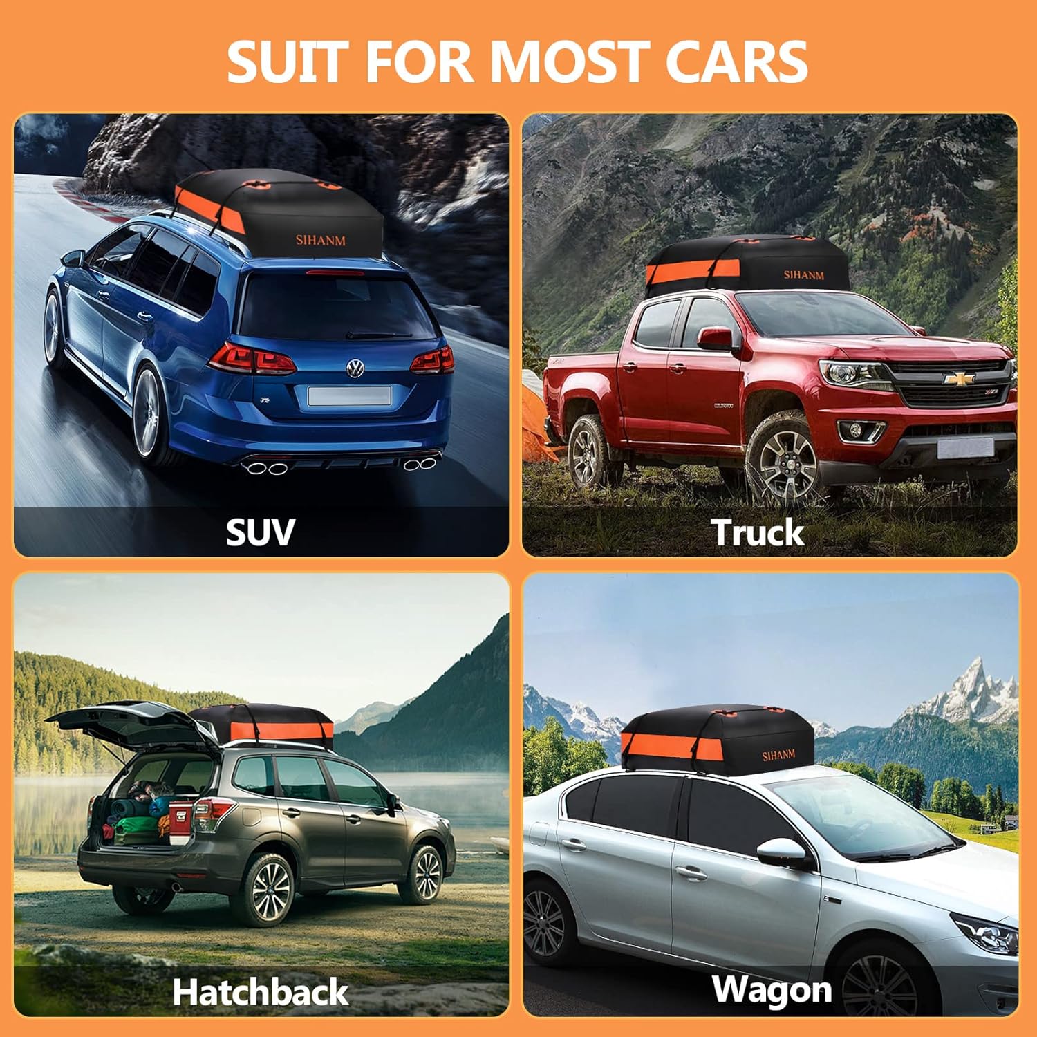 Heavy Duty Waterproof Roof Cargo Carrier with Anti-Slip Mat, 15Cu.ft. A539853