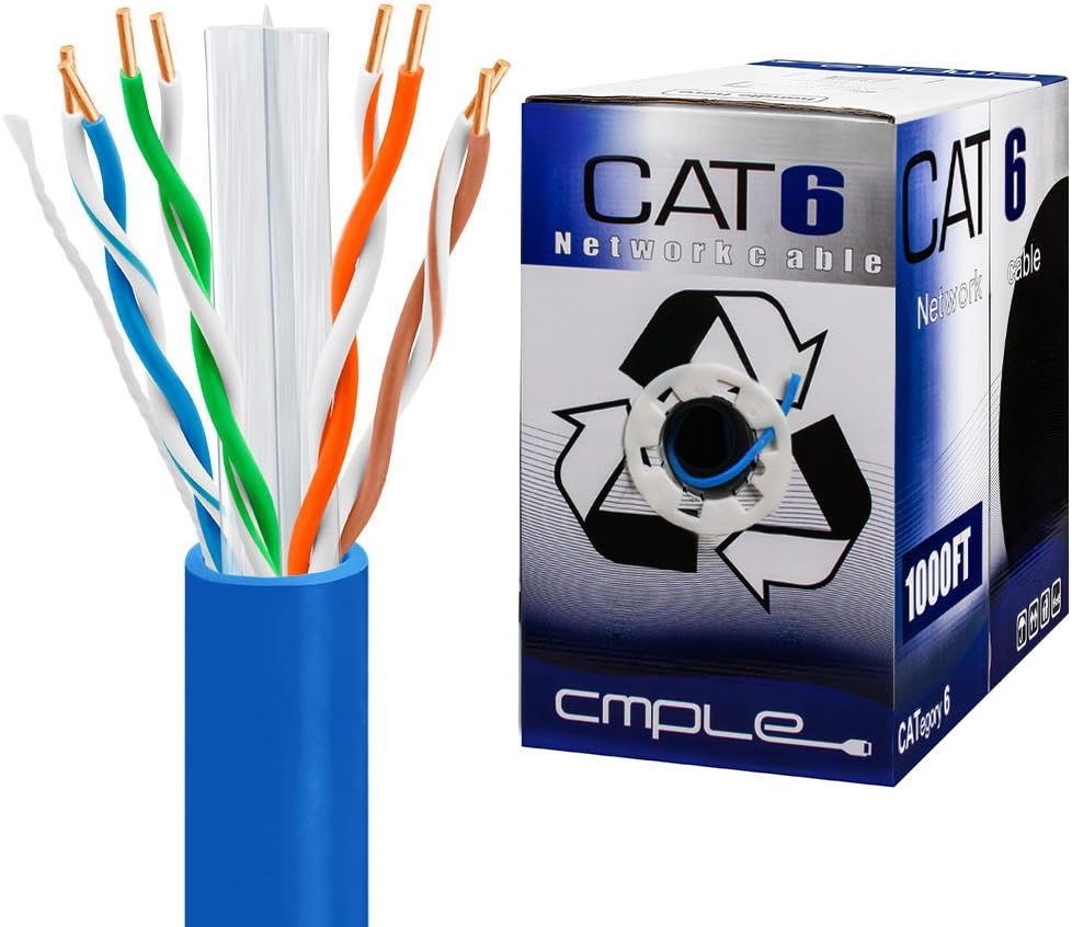 Cat6 UTP Bulk Lan Ethernet Cable, 23 AWG, CMR, 550 MHz, 1000 Feet, Green Q601255